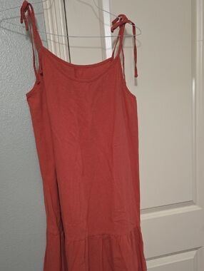 SHEIN Rust Red Tie-Shoulder Camisole Dress